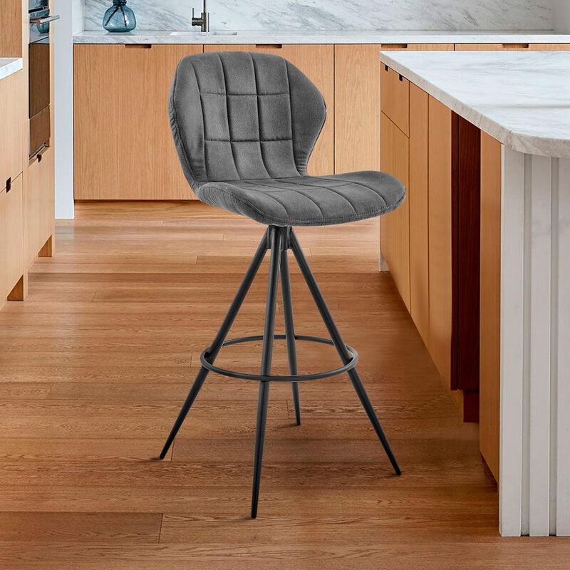 Hivvago 27 Inch Charcoal And Black Iron Counter Height Bar Chair