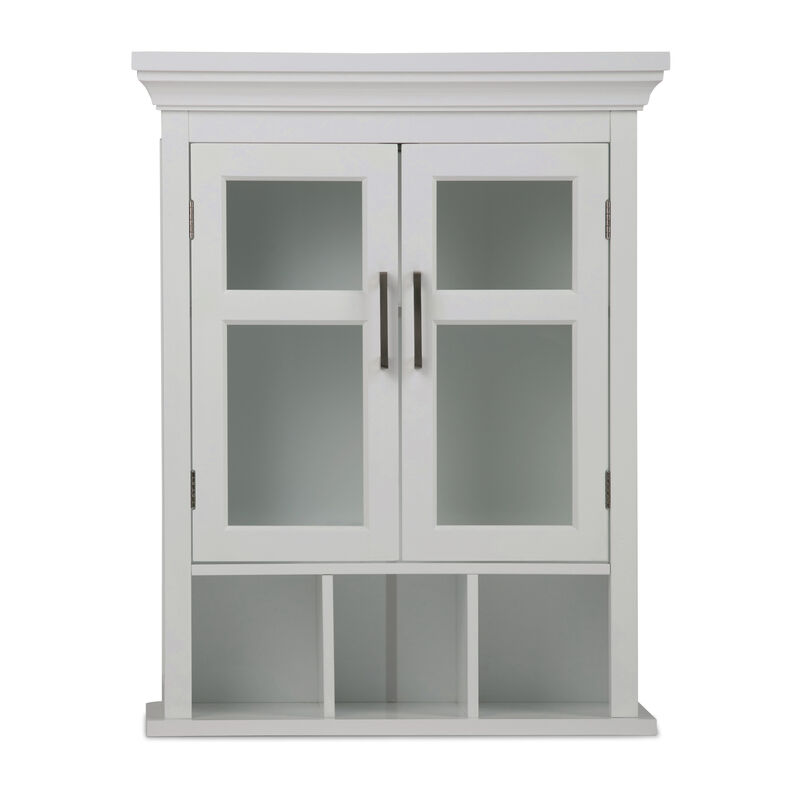 Simpli Home Avington 24W Wall Cabinet with Glass Doors and Cubbies image number 2