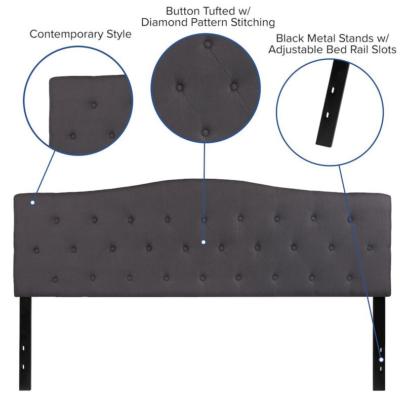 Flash Furniture Tufted Upholstered King Size Headboard in Dark Gray Fabric image number 2