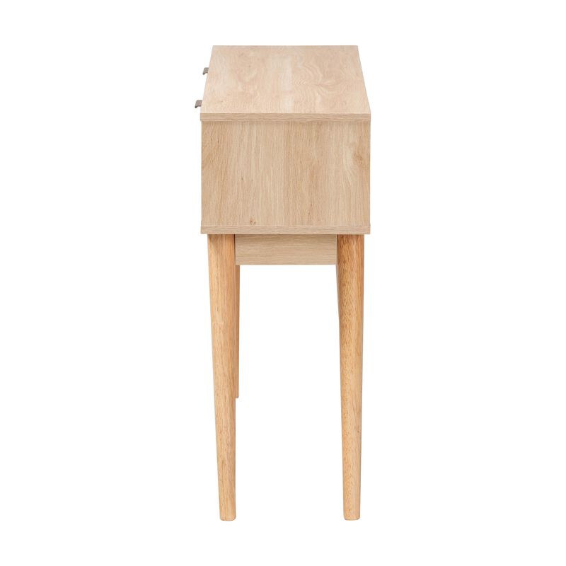 Baxton Studio Baird Mid Century Light Oak Brown Finished Wood 2 Drawer Console Table image number 4