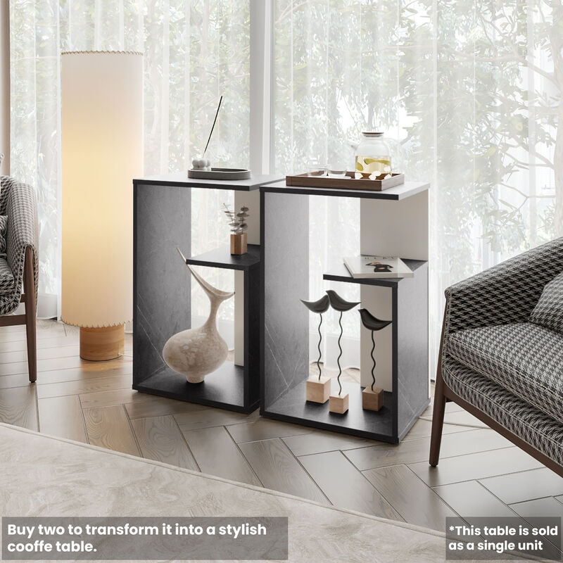 Side Table with Open Storage &ndash; Stylish Design, Ample Space for Books, Remote, and D&eacute;cor