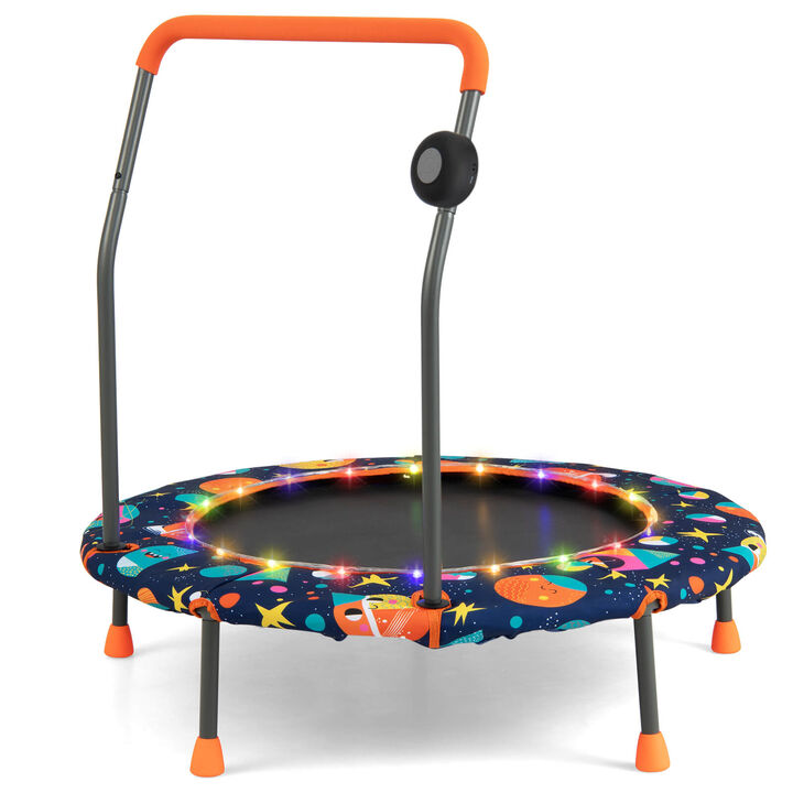 Kids Mini Trampoline with Colorful LED Lights and Bluetooth Speaker
