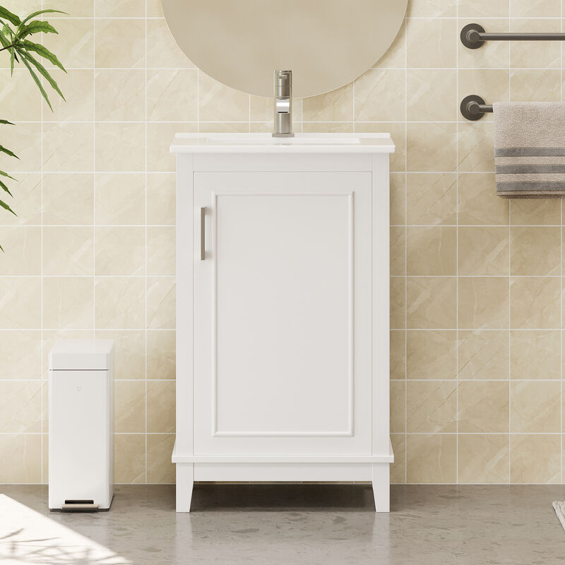 ELEMENT ACE Modern Compact Bathroom Vanity Cabinet with Ceramic Basin and Ample Storage Space image number 1