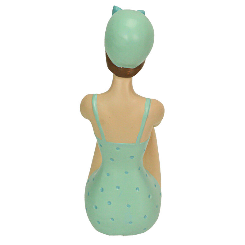 Retro Bathing Beauty Beach Girl Green Polka Dot Swimsuit Resin Figurine Home image number 3