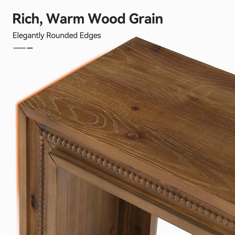 Narrow Solid Wood Entryway Console Table with 2-Tier Storage Shelf-Brown image number 7