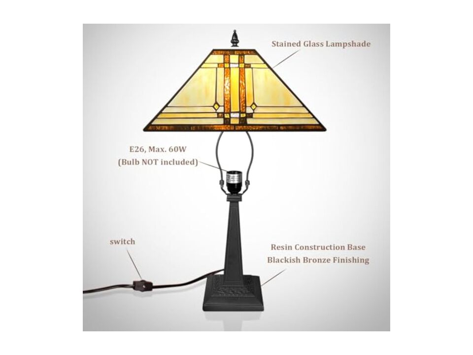 Tiffany Style Stained Glass Table Lamp For Living Room Bedroom Home Office