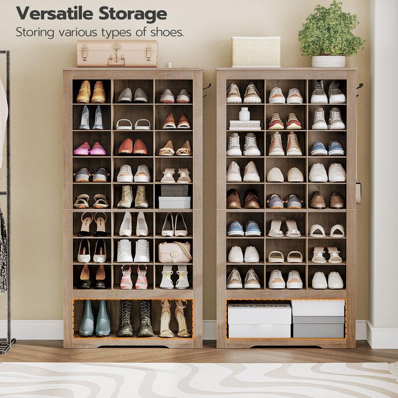 Shoe Storage Cabinet 9-Tier with 24 Compartments and 3 Hooks for Entryway image number 5
