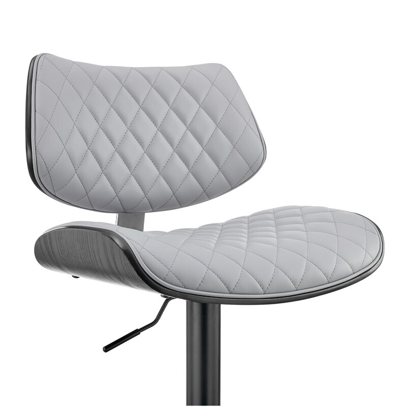 Leland Adjustable Gray Faux Leather and Black Finish Stool image number 5
