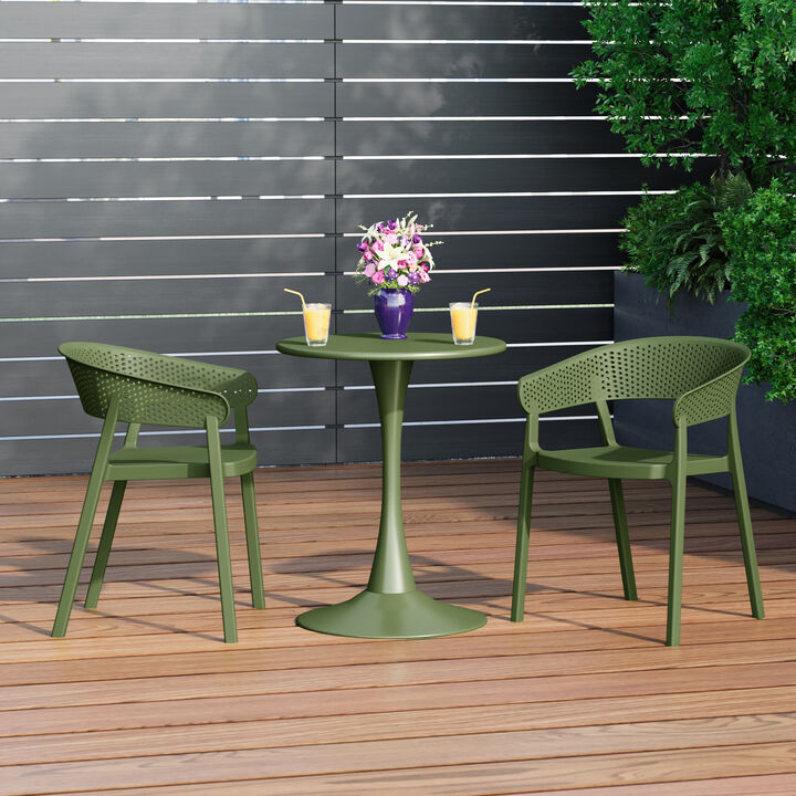 WestinTrends Outdoor Modern Stackable Plastic Resin Patio Dining Armchair (Set of 2)