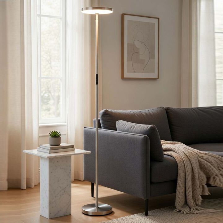 Floor Lamp with LED Torchiere, Touch Dimmer, 70 Inch Brushed Steel