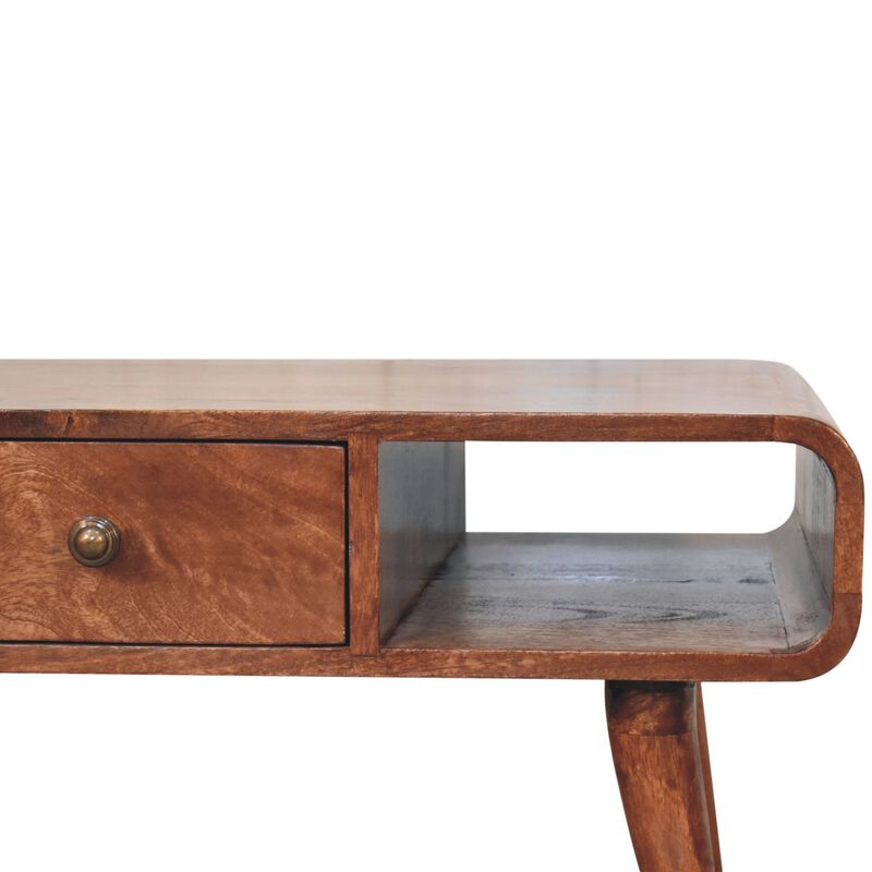 Artisan Furniture Solid Wood Curved Honey Caramel Coffee Table