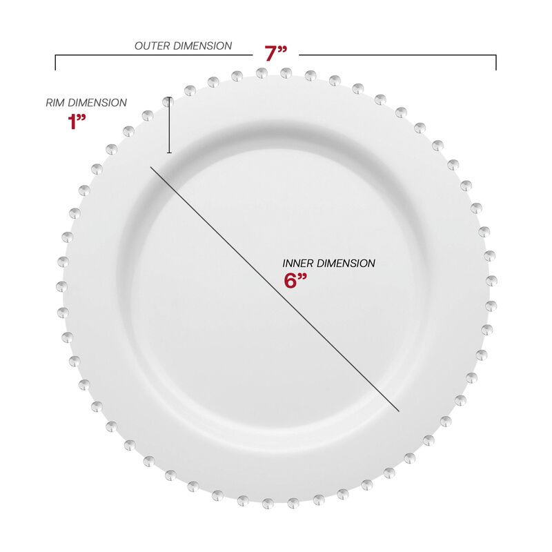 White with Silver Pearl String Round Plastic Dinnerware Value Set (60 Sets) image number 3
