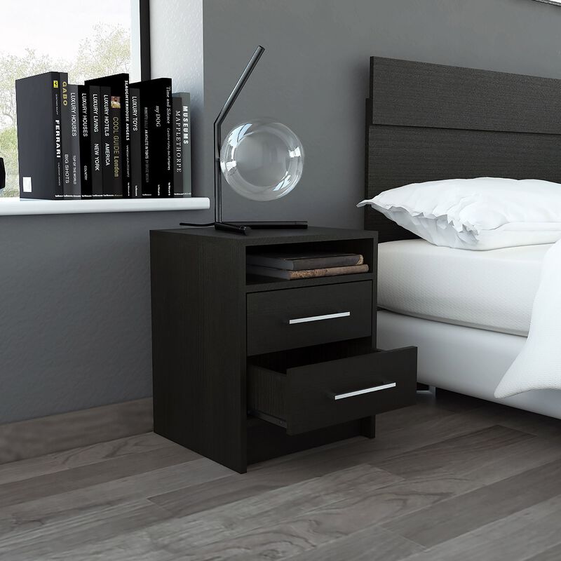 Bedroom Nightstand with 2 Drawers – Durable Wood Bedside Cabinet