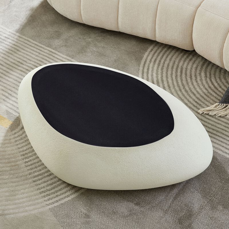47.24''Fiberglass Oval Coffee Table for Living Room Elliptical Table,Faux Matte Rocks Table front of the Sofa, Irregular Center Table image number 9