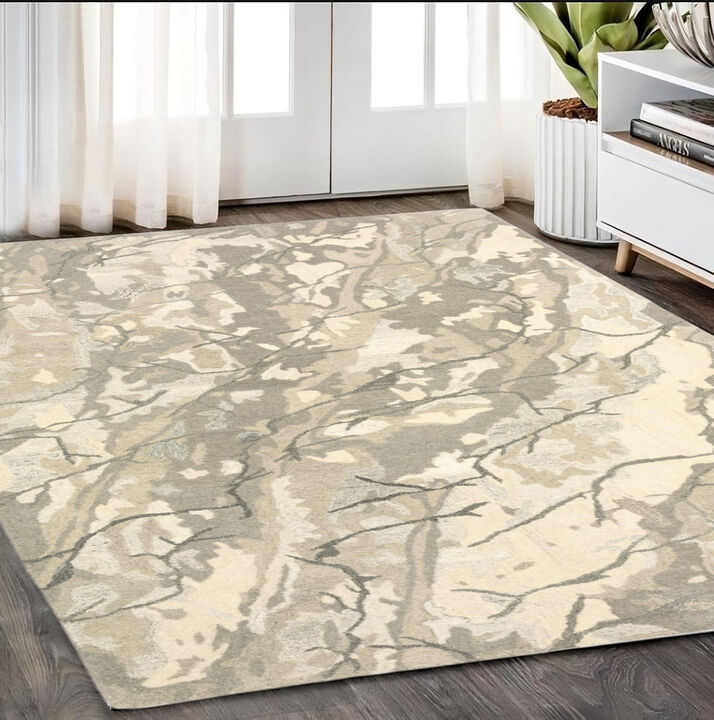 HomeRoots Wool Abstract Hand Tufted Area Rug