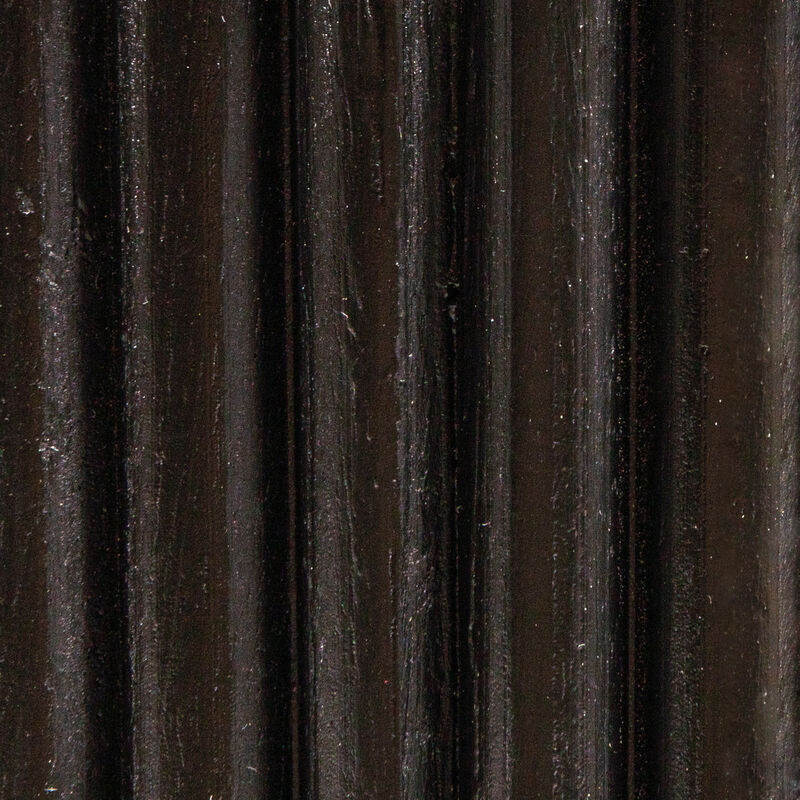 Round Mango Wood Tiered Pedestal Side Table with Ribbed Details, Black image number 4