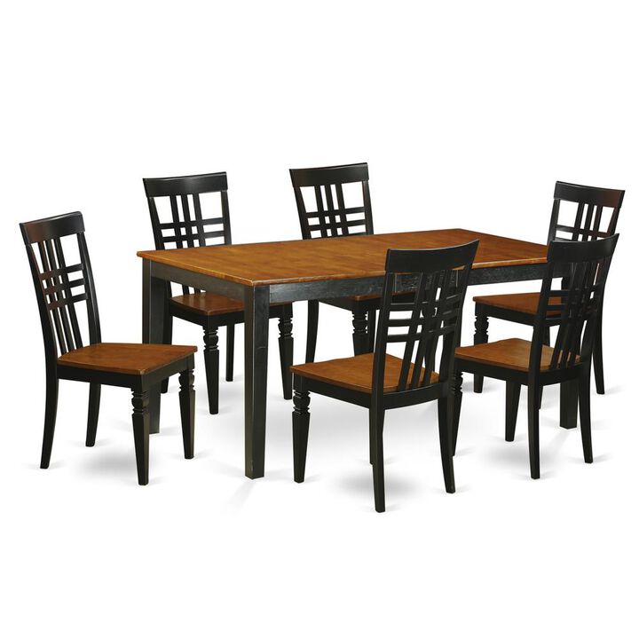 7 PC Kitchen Table set with a Nicoli Table and 6 Dining Chairs in Black and Cherry