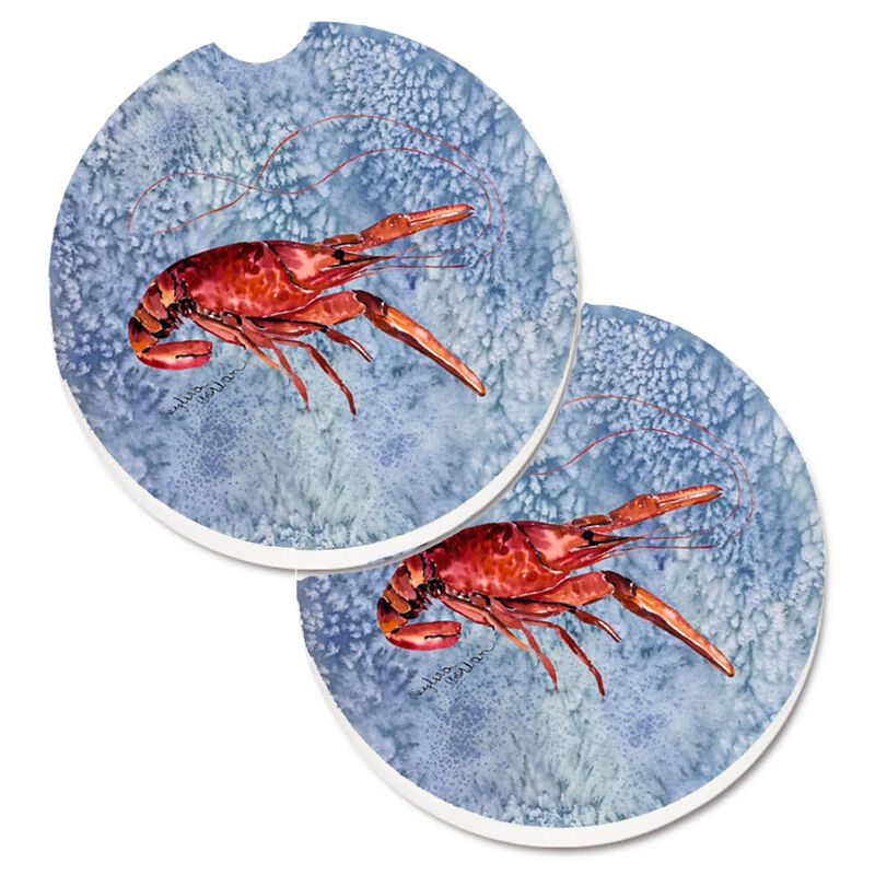 Caroline's Treasures Crawfish Set of 2 Cup Holder Car Coasters 8231CARC, 2.56, Multicolor