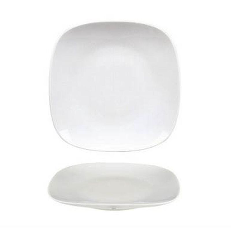 Porcelain Mimoza 6.25" x 6.25" Square White Porcelain Plate (Set of 4)