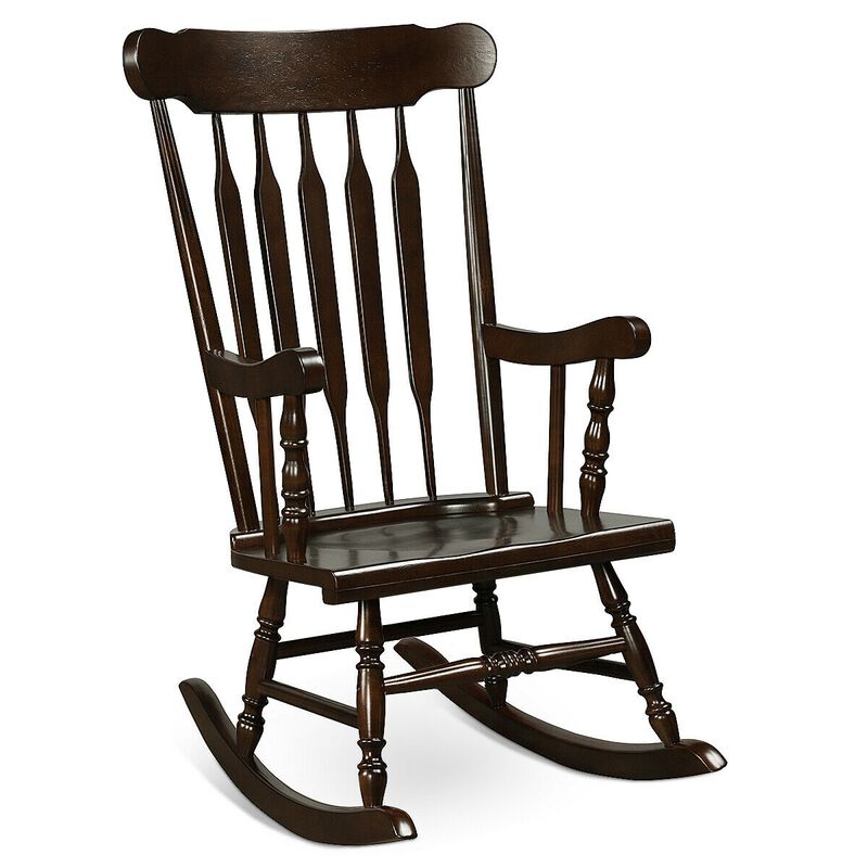 Rocking Chair with Solid Wooden Frame for Garden and Patio, Comfortable Outdoor Seating