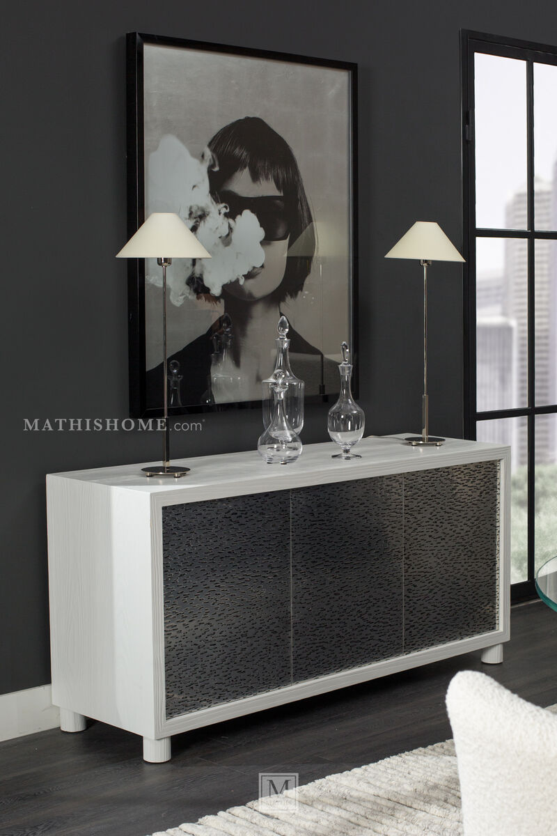 Hackney Buffet Lamp in Polished Nickel with Natural Paper Shade