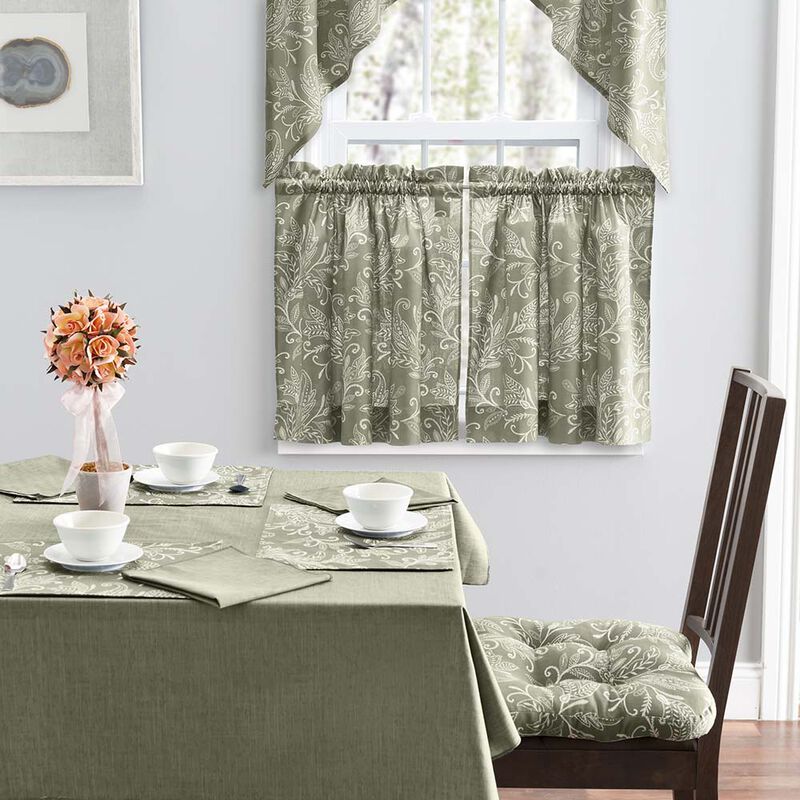 Ellis Curtain Lexington Leaf Pattern on Colored Ground Tailored Swags
