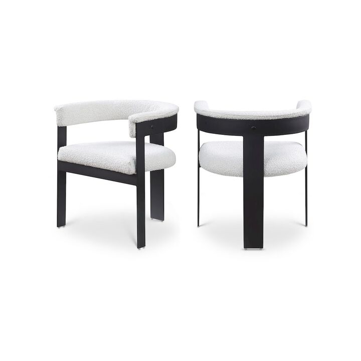 Meridian Furniture Romeo Cream Boucle Fabric Dining Chair, Set of 2