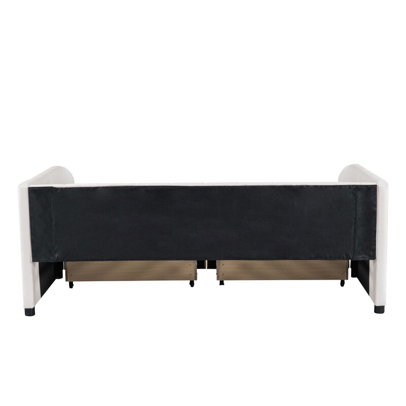 Merax Velvet Daybed with Backrest and 2 Drawers