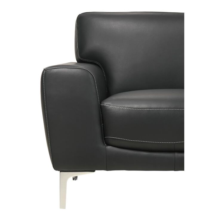 New Classic Furniture Furniture Carrara Top Grain Italian Leather Loveseat in Black