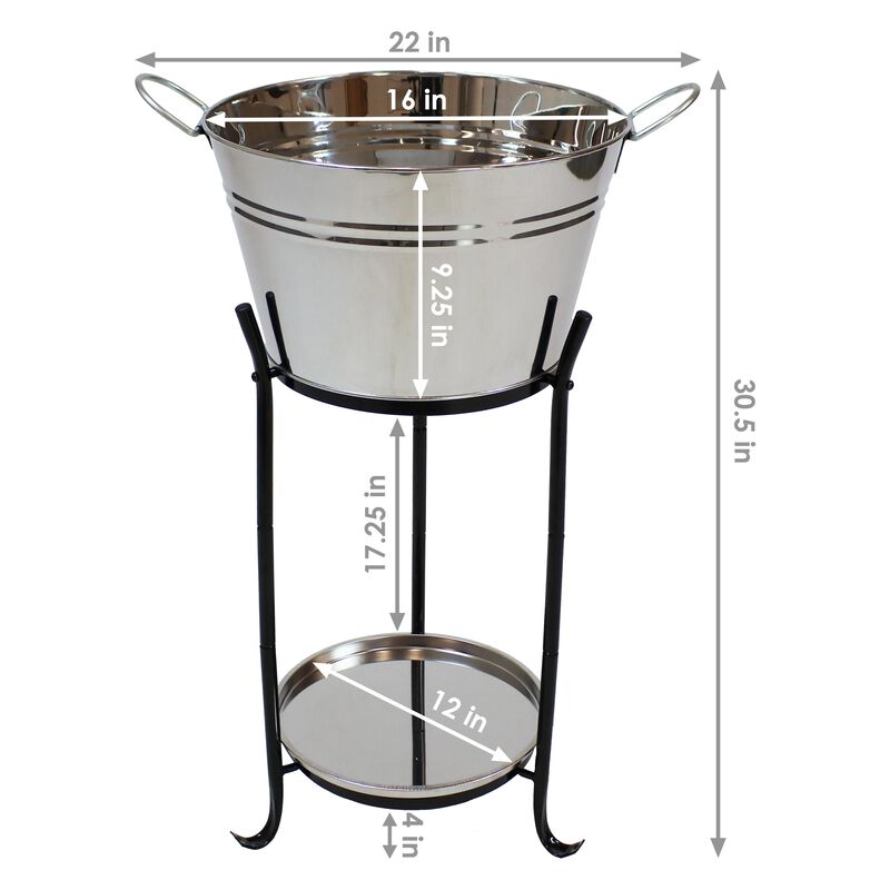 Sunnydaze Stainless Steel Ice Bucket Cooler with Stand and Tray