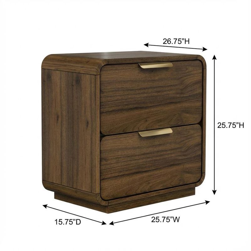 Walnut Nightstand with Usb Charging Port and Modern Design image number 5