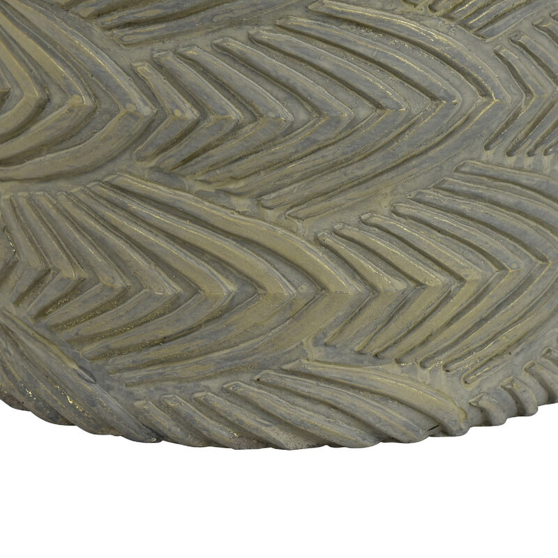 Cylindrical Planter, Raised Feather Motifs, Gray and Gold Terracotta 7 Inch image number 6