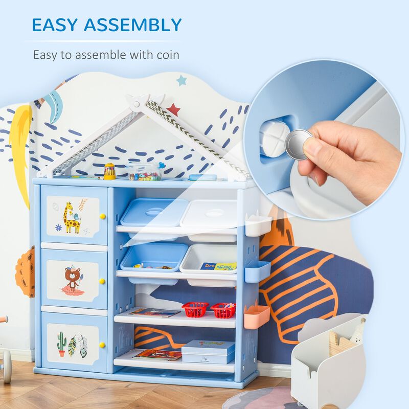 Blue Kids' Storage: Toy Organizer with Shelves, Cabinets, and Baskets