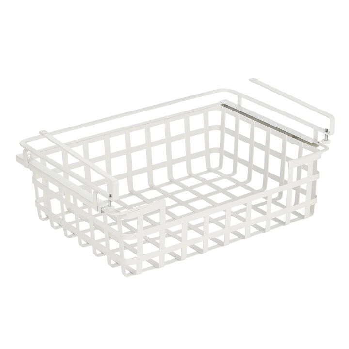 mDesign Nate Home by Nate Berkus Under Shelf Hanging Pull Out Wire Basket, White