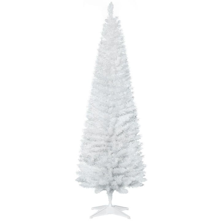BreeBe 6' Artificial Pencil Christmas Tree, Slim Xmas Tree with 390 Realistic Branch Tips and Plastic Stand