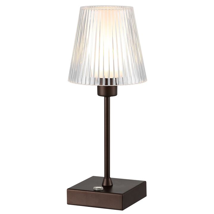 Oscar Modern Industrial Rechargeablecordless Iron/Acrylic Integrated LED Table Lamp with Ribbed S
