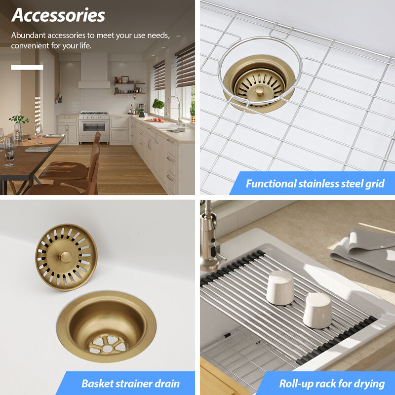 33x22x10 Inch White Granite Composite Drop In Workstation kitchen Sink Single Bowl Quartz Kitchen Sink