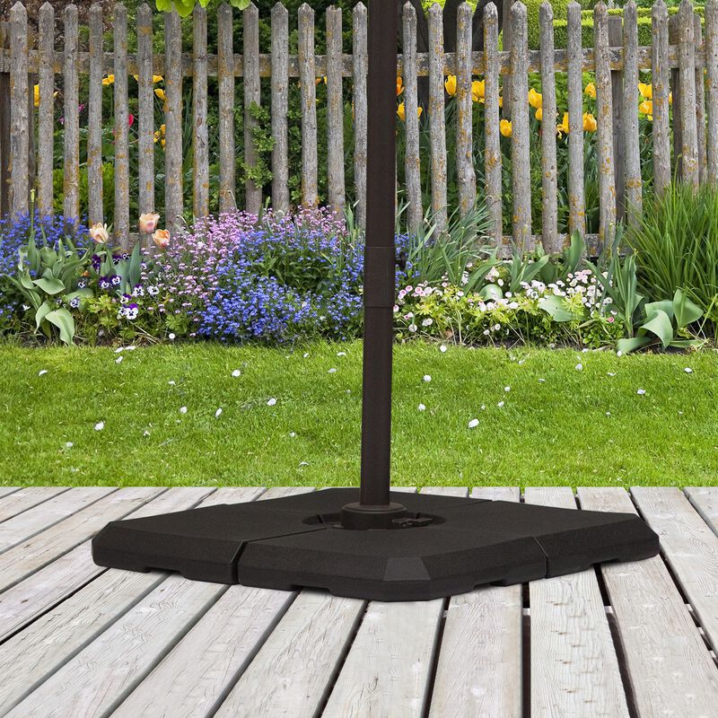 Outsunny 4-Piece Heavy Duty Cantilever Offset Umbrella Stand Base Weight, 264 lb. Capacity, Easy to Fill with Water or Sand