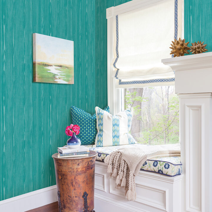 Illusion Aqua Faux Wood Wallpaper