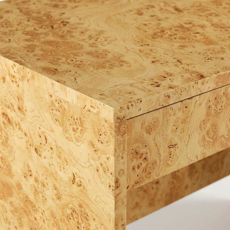 Burl Wood Desk with Two Drawers and Spacious Surface for Home Office image number 5