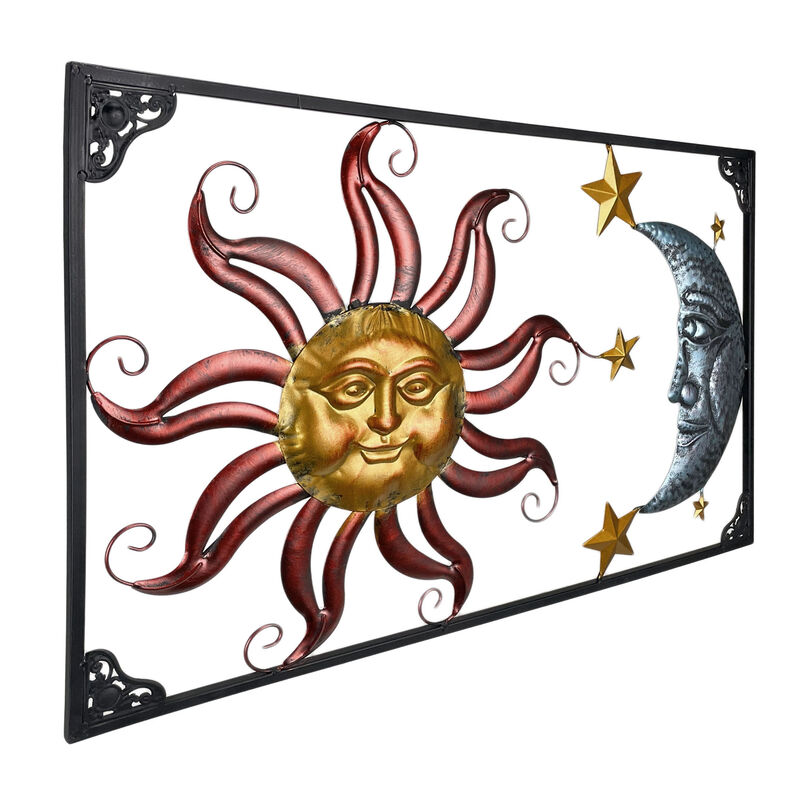 Tri-Tone Celestial Sun Moon and Stars Indoor/Outdoor Metal Wall Art image number 1