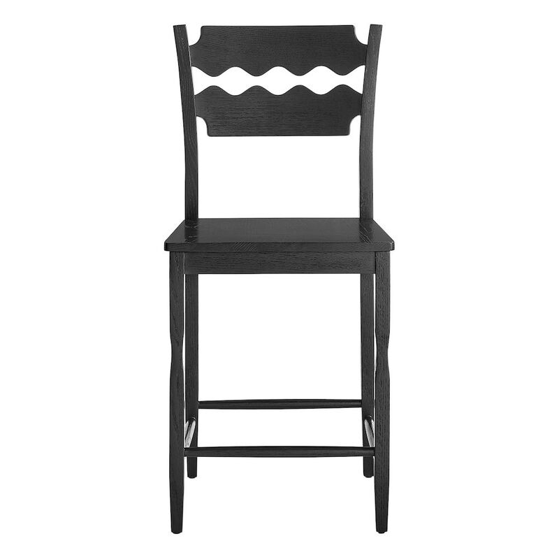 Jax Oak Wood Counter Stool With Wavy Razor Back image number 5