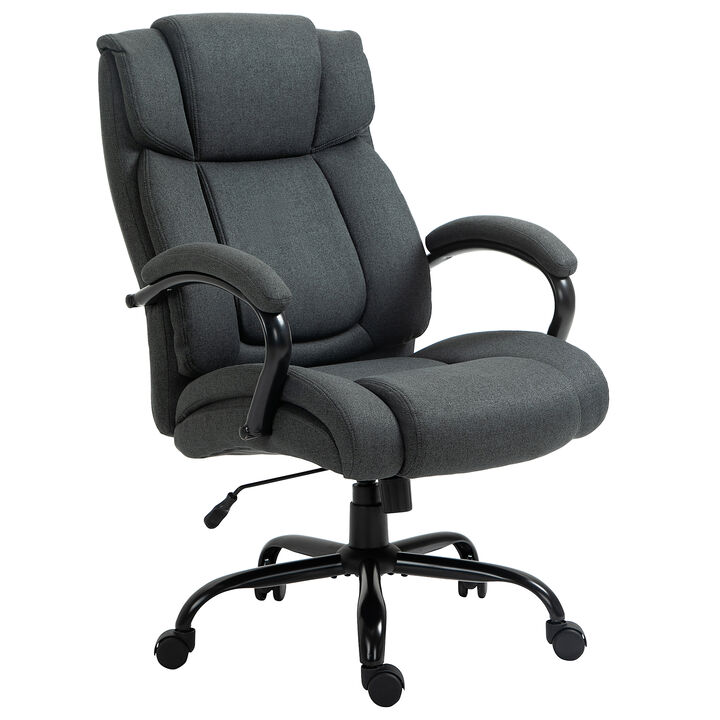 Vinsetto High Back Big and Tall Executive Office Chair 484lbs with Wide Seat, Computer Desk Chair with Linen Fabric, Adjustable Height, Swivel Wheels, Charcoal Grey