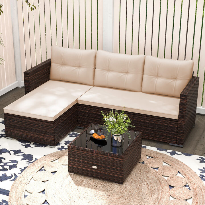 2-Piece Outdoor Furniture Set with Coffee Table & Soft Cushions for Patio or Garden