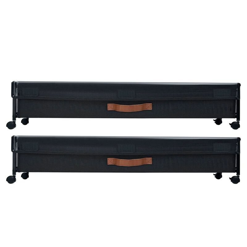 Under Bed Storage with Wheels 2 Pack Rolling Containers for Clothes Shoes Blankets-Black image number 0
