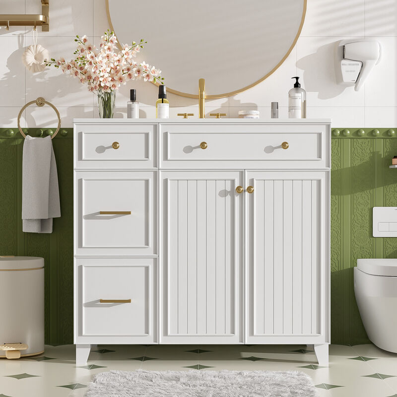 Merax 36" Modern Bathroom Vanity with Ceramic Sink