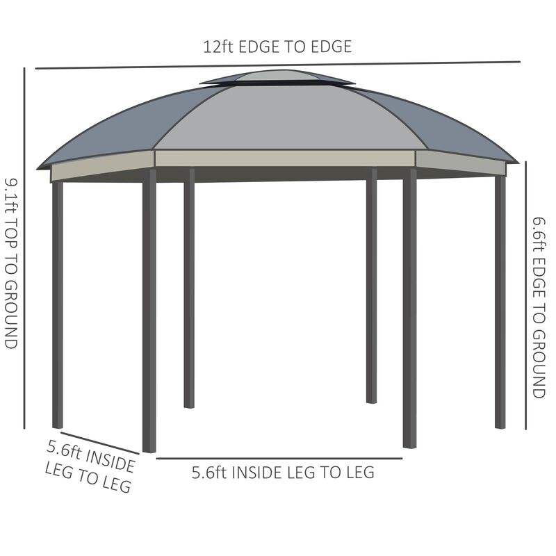 Gray Outdoor Structure: 12x12 Canopy Gazebo with Double Roof