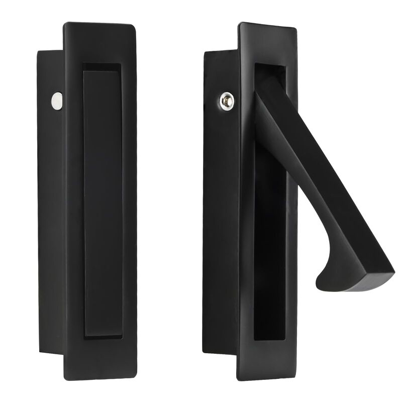 HOMOTEK Recessed Pocket Door Pull Handle, Edge Flush Pull, Hidden Finger Pull, Modern Pocket Hardware for Sliding Door, 80x22x16