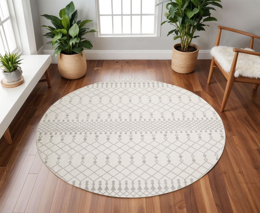 HomeRoots Moroccan Washable Round Rug