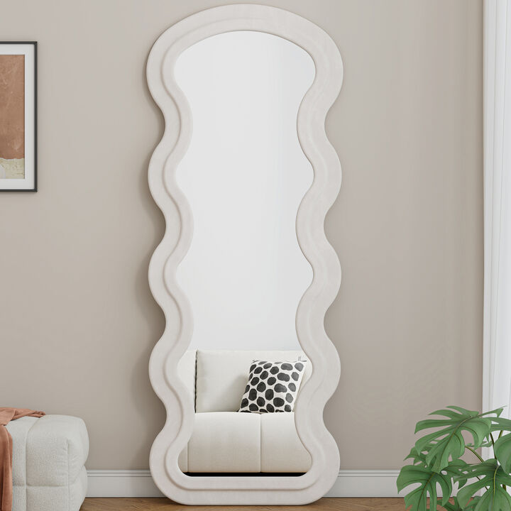 ELEMENT ACE Wavy Full Length Floor Mirror with Stand, Freestanding Hanging or Leaning Against Wall for Bedroom, Living Room, Dressing Room Home Decor